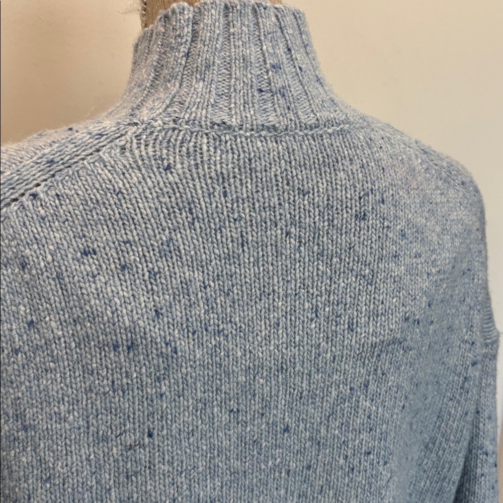J.Crew Blue Merino Wool Chunky Knit Mock Neck Sweater Turtleneck Oversized Small - Picture 11 of 14